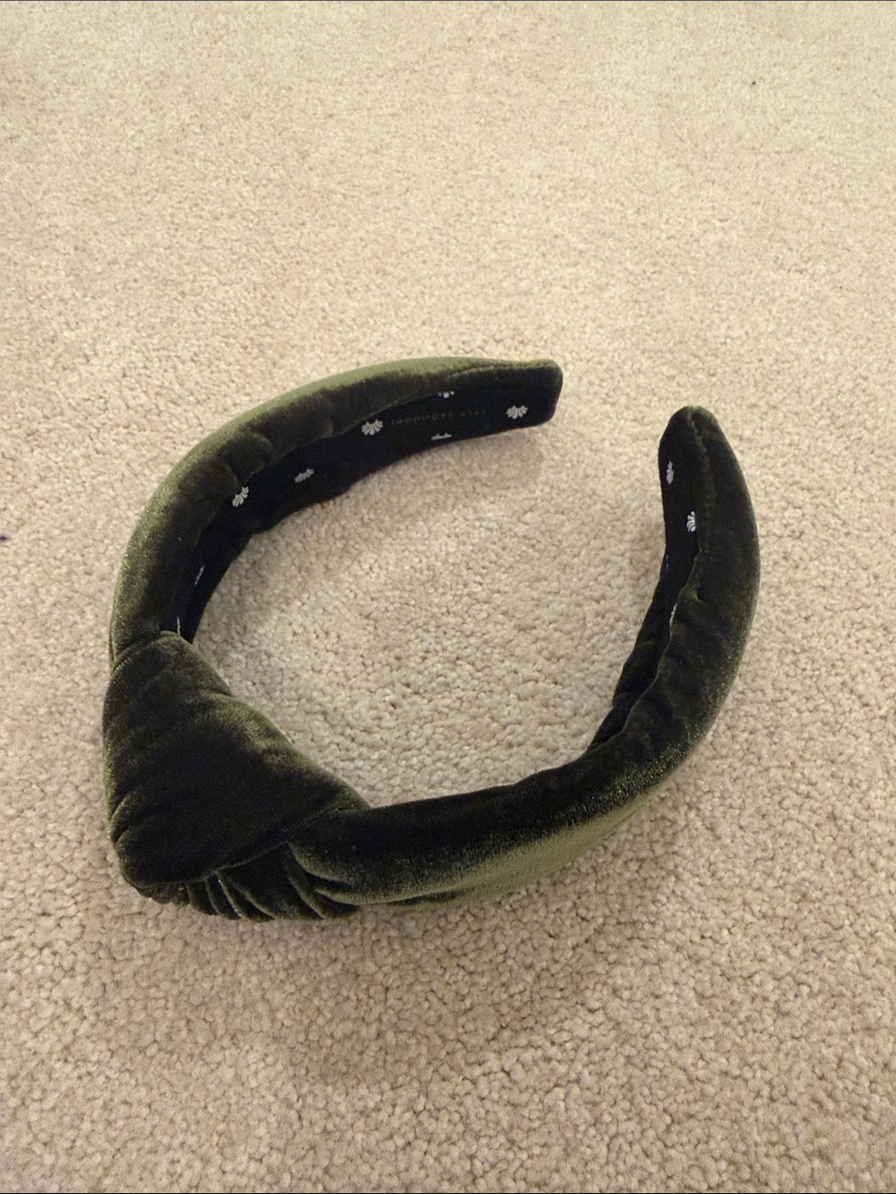 Lele Sadoughi Olive Green Velvet Knotted Headband